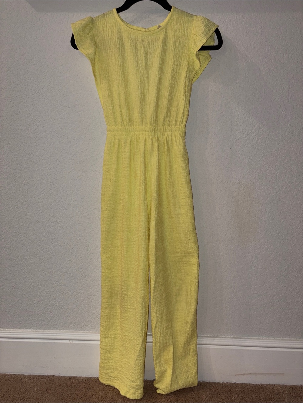Zara Lemon Yellow Textured Wide-Leg Jumpsuit